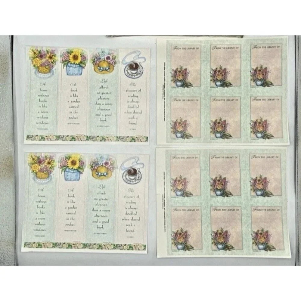 Vintage Book Plates & Bookmarks From The  Library Of  Current Inc USA Floral